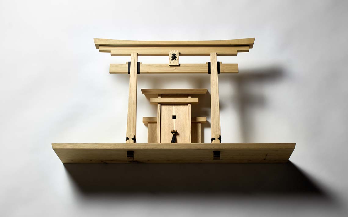 ITSUKUSHIMA kamidana by DAIKUKAI - natural finish - japanese traditional design in chestnut wood