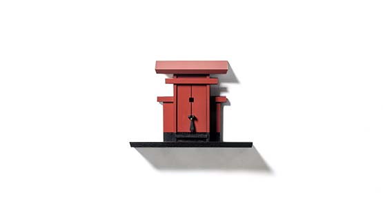 KURAMA kamidana by DAIKUKAI - red finish - japanese traditional design in chestnut wood