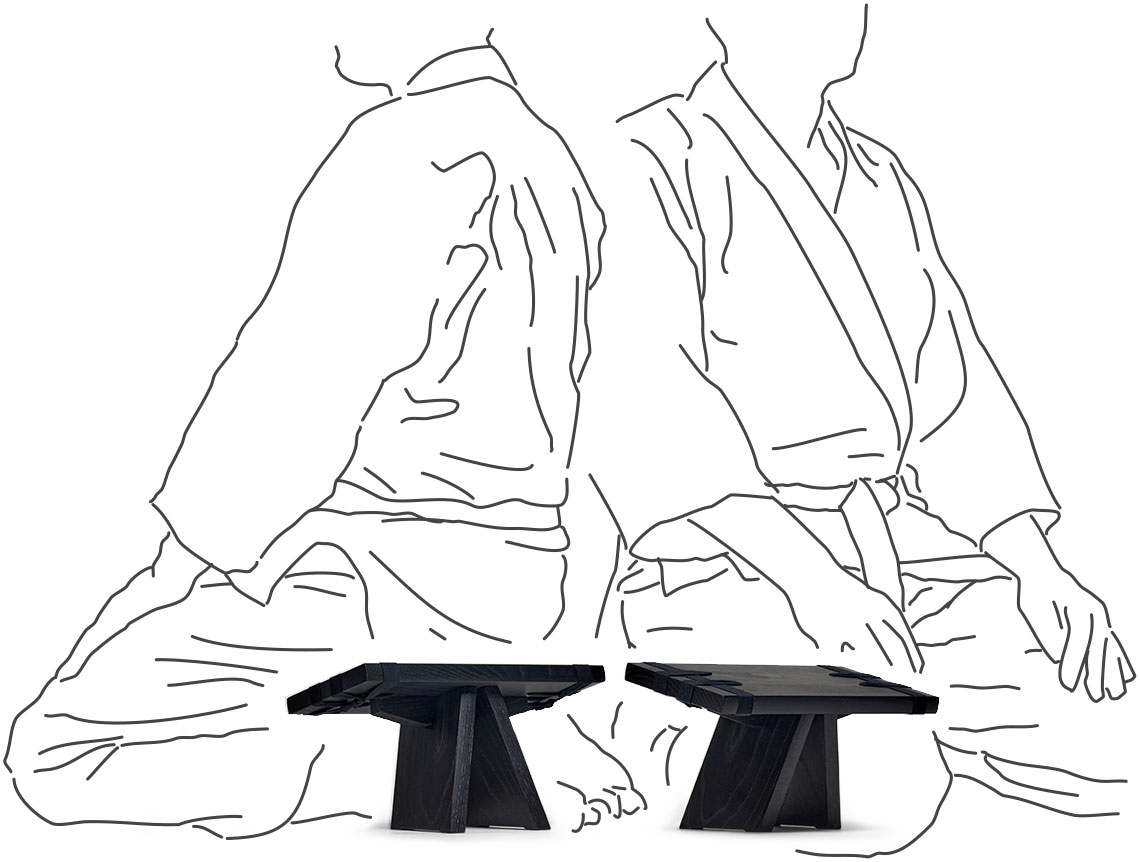 LHASA meditation stool by DAIKUKAI - ebonized finish - japanese traditional design in chestnut wood